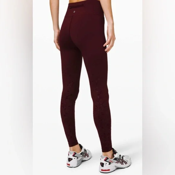Lululemon Women’s Speed Wunder Mid-Rise Tight 28” Speckle Shine Garnet Leggings - Picture 2 of 6